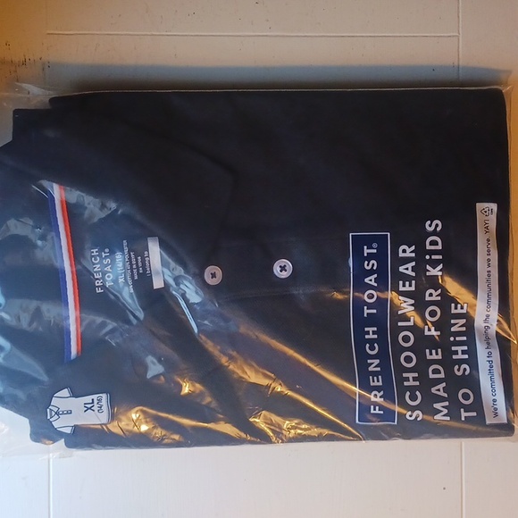 French Toast Pique Polo Short Sleeve XL 14/16 Black - Picture 2 of 4